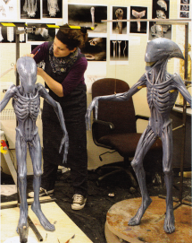 The Deacon rod puppet (left) and compressed puppet (left).